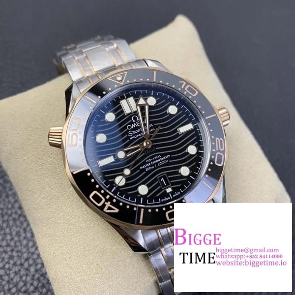 Seamaster Diver 300M SS/YG VSF 1:1 Best Edition YG Bezel Black Dial on SS/YG Bracelet A8800 - Image 5