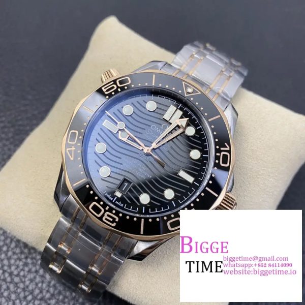 Seamaster Diver 300M SS/YG VSF 1:1 Best Edition YG Bezel Black Dial on SS/YG Bracelet A8800 - Image 2