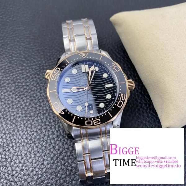 Seamaster Diver 300M SS/YG VSF 1:1 Best Edition YG Bezel Black Dial on SS/YG Bracelet A8800 - Image 3