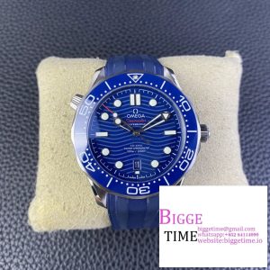 Seamaster Diver 300M ZF 1:1 Best Edition Blue Ceramic Blue Dial on Blue Rubber Strap A8800