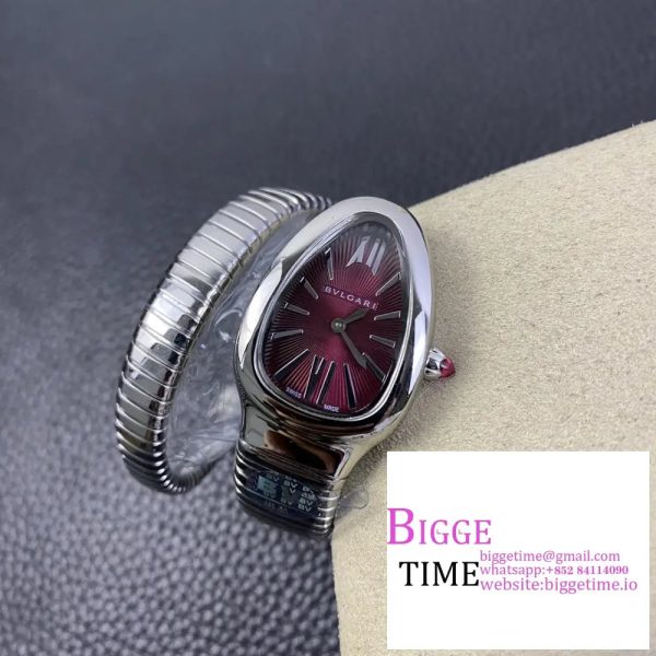 Serpenti Spiga 35mm Ladies Dark Red Dial SS Bracelet BVF Swiss Quartz - Image 3