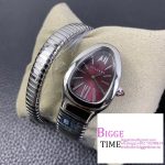 Serpenti Spiga 35mm Ladies Dark Red Dial SS Bracelet BVF Swiss Quartz