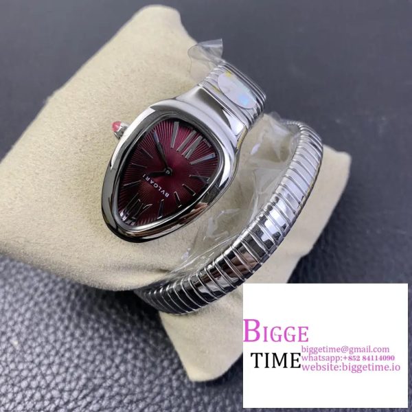 Serpenti Spiga 35mm Ladies Dark Red Dial SS Bracelet BVF Swiss Quartz - Image 2