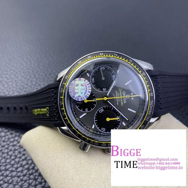 Speedmaster 40mm Racing Master Grey/Black Dial Black Rubber Strap HRF A7750 - Image 4