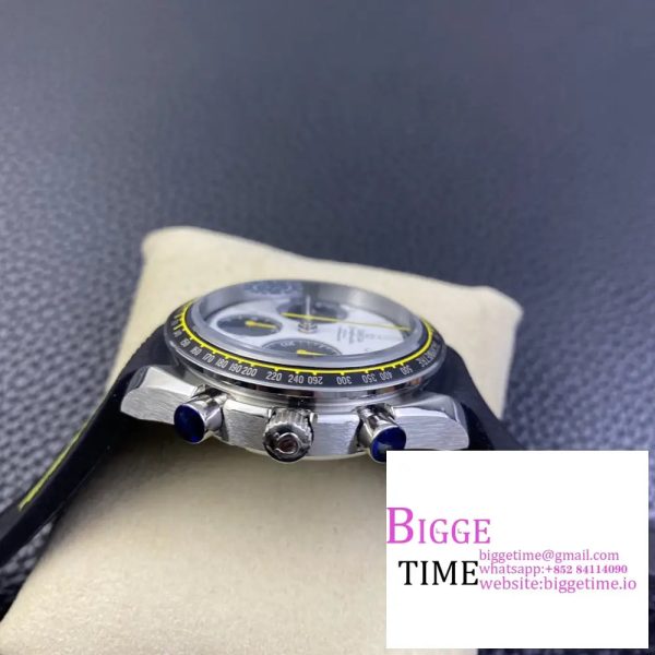 Speedmaster 40mm Racing Master White/Black Dial Black Rubber Strap HRF A7750 - Image 2