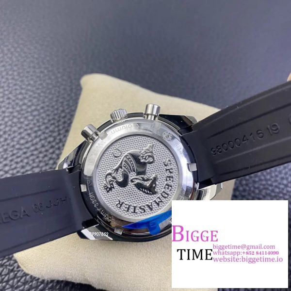 Speedmaster 40mm Racing Master White/Black Dial Black Rubber Strap HRF A7750 - Image 9