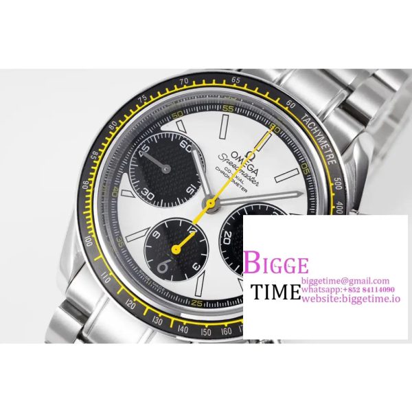 Speedmaster 40mm Racing Master White/Black Dial SS Bracelet HRF A7750 - Image 5