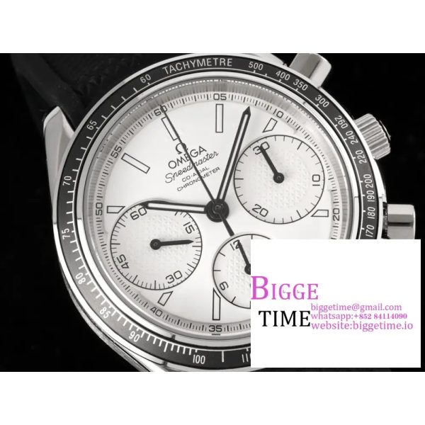 Speedmaster 40mm Racing Master White Dial Black Rubber Strap HRF A7750 - Image 4