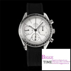 Speedmaster 40mm Racing Master White Dial Black Rubber Strap HRF A7750