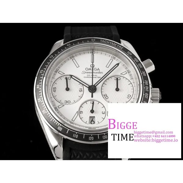 Speedmaster 40mm Racing Master White Dial Black Rubber Strap HRF A7750 - Image 3