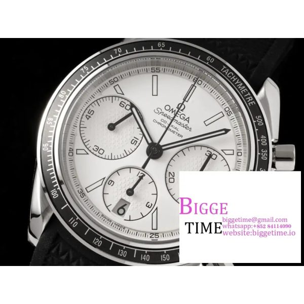 Speedmaster 40mm Racing Master White Dial Black Rubber Strap HRF A7750 - Image 2