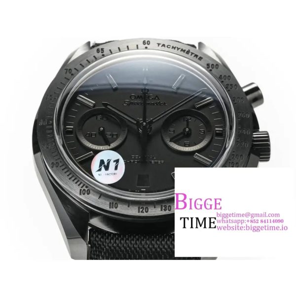 Speedmaster 44mm   Dark Side of The Moon Real Ceramic Black Dial BlackNylon Strap N1F A7750 - Image 3