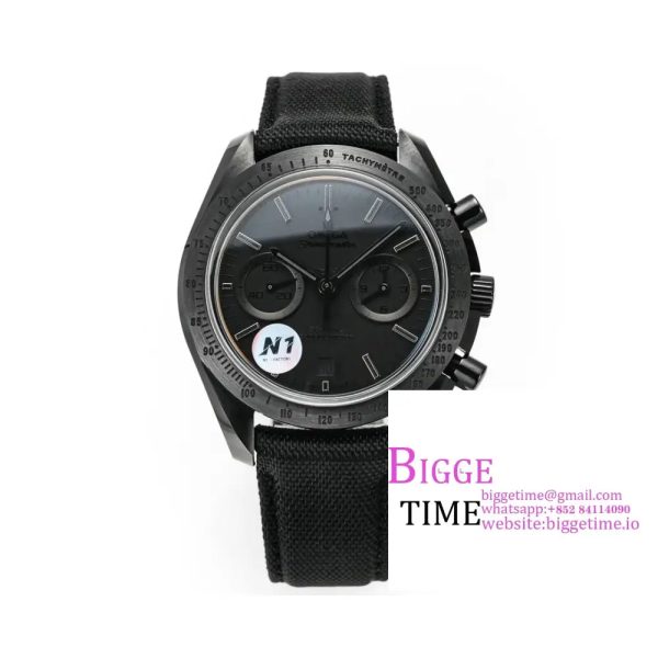 Speedmaster 44mm   Dark Side of The Moon Real Ceramic Black Dial BlackNylon Strap N1F A7750 - Image 5