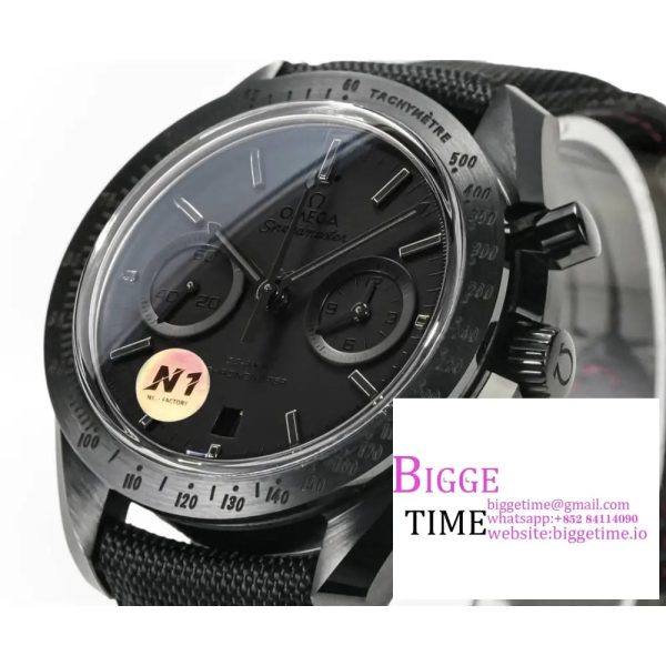 Speedmaster 44mm   Dark Side of The Moon Real Ceramic Black Dial BlackNylon Strap N1F A7750 - Image 6