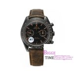 Speedmaster 44mm  Dark Side of The Moon  Real Ceramic Black Dial Brown Leather Strap N1F A7750