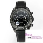 Speedmaster 44mm Dark Side of The Moon& Real Ceramic Black Dial Black Leather Strap N1F A7750