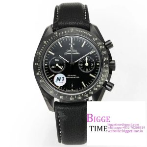 Speedmaster 44mm Dark Side of The Moon& Real Ceramic Black Dial Black Leather Strap N1F A7750