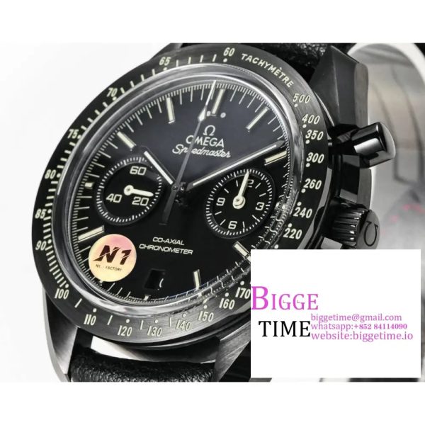 Speedmaster 44mm Dark Side of The Moon& Real Ceramic Black Dial Black Leather Strap N1F A7750 - Image 7