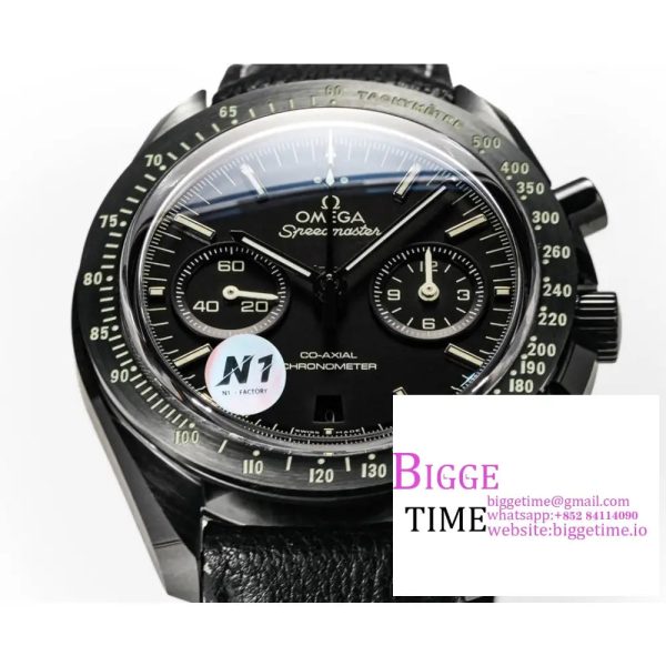 Speedmaster 44mm Dark Side of The Moon& Real Ceramic Black Dial Black Leather Strap N1F A7750 - Image 3