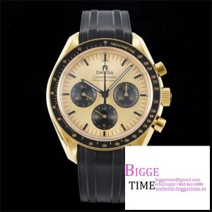 Speedmaster Moonwatch in Moonshine Gold YG V6SF Best Edition YG Dial on Black Rubber Strap Manual Chrono