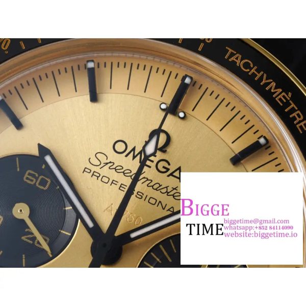 Speedmaster Moonwatch in Moonshine Gold YG V6SF Best Edition YG Dial on Black Rubber Strap Manual Chrono - Image 4