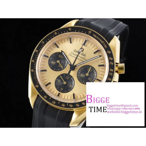 Speedmaster Moonwatch in Moonshine Gold YG V6SF Best Edition YG Dial on Black Rubber Strap Manual Chrono - Image 2