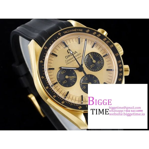 Speedmaster Moonwatch in Moonshine Gold YG V6SF Best Edition YG Dial on Black Rubber Strap Manual Chrono - Image 3