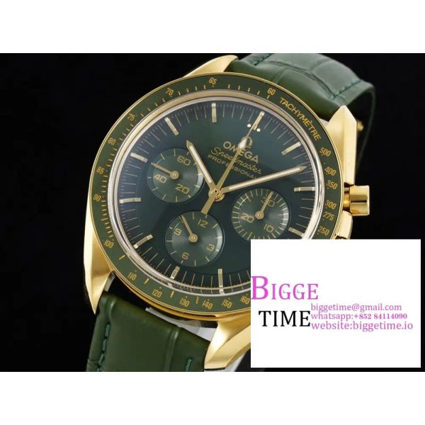 Speedmaster Moonwatch in Moonshine RG V6SF Best Edition Green Dial on Green Leather Strap Manual Chrono - Image 2