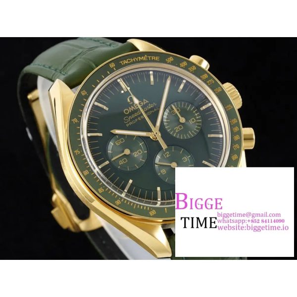 Speedmaster Moonwatch in Moonshine RG V6SF Best Edition Green Dial on Green Leather Strap Manual Chrono - Image 3