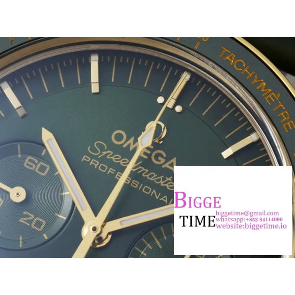 Speedmaster Moonwatch in Moonshine RG V6SF Best Edition Green Dial on Green Leather Strap Manual Chrono - Image 5