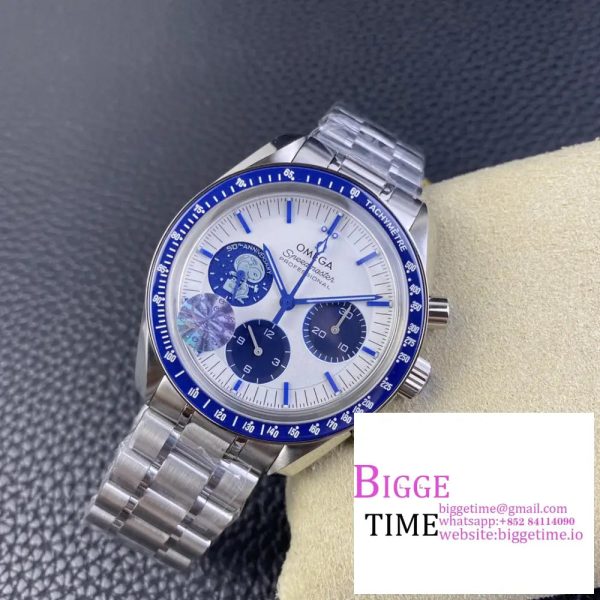 Speedmaster Professional “Silver Snoopy Award” 50th Anniversary OSF 1:1 Best Edition on SS Bracelet A3861 - Image 4