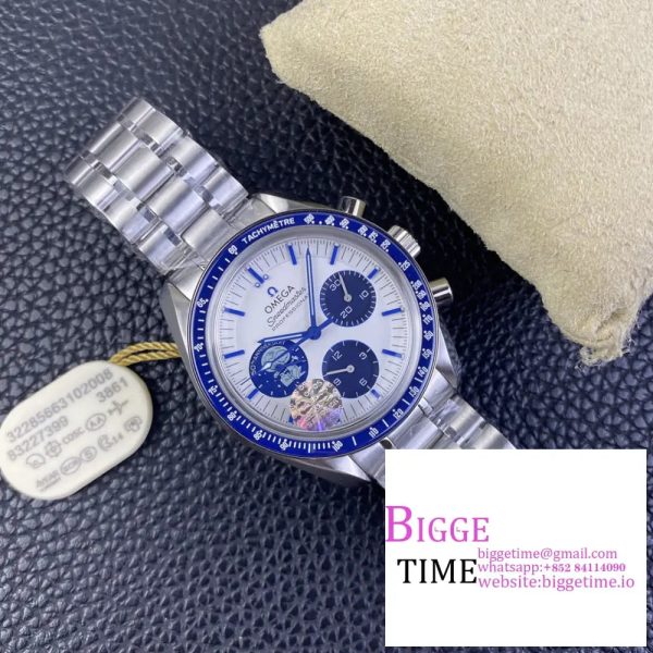 Speedmaster Professional “Silver Snoopy Award” 50th Anniversary OSF 1:1 Best Edition on SS Bracelet A3861 - Image 5