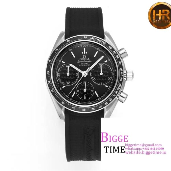 Speedmaster Racing Master SS HRF Maker Black Dial on Black Rubber Strap A7750 - Image 4