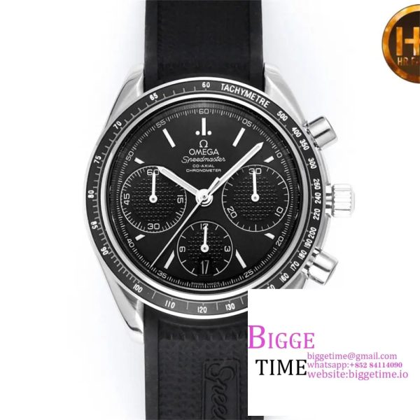 Speedmaster Racing Master SS HRF Maker Black Dial on Black Rubber Strap A7750 - Image 5