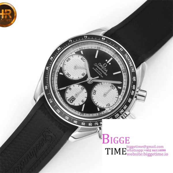 Speedmaster Racing Master SS HRF Maker Black/White Dial on Black Rubber Strap A7750 - Image 3