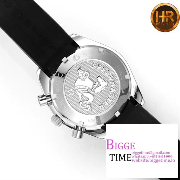 Speedmaster Racing Master SS HRF Maker Black/White Dial on Black Rubber Strap A7750 - Image 9