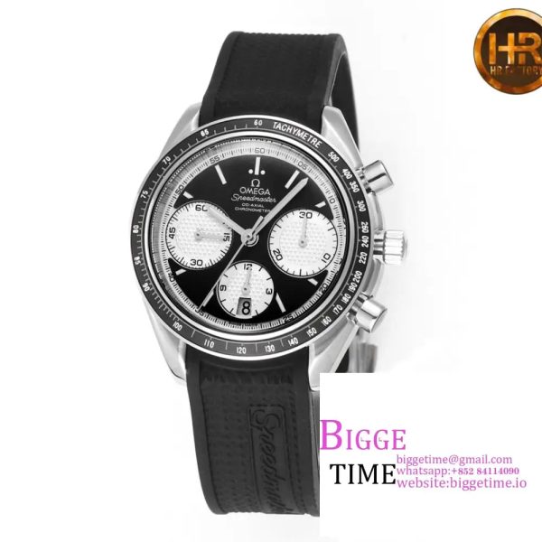 Speedmaster Racing Master SS HRF Maker Black/White Dial on Black Rubber Strap A7750 - Image 5