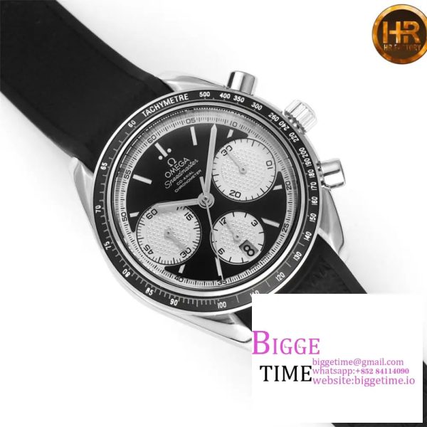 Speedmaster Racing Master SS HRF Maker Black/White Dial on Black Rubber Strap A7750 - Image 4