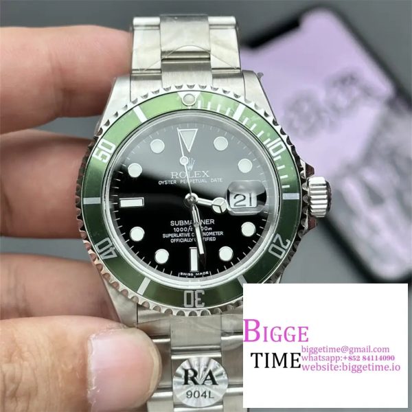 Submariner 16610 LV Green Bezel 904L Steel SS RAF1:1 Best Edition on SS Bracelet SH3135