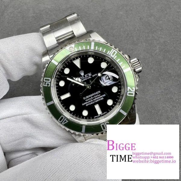 Submariner 16610 LV Green Bezel 904L Steel SS RAF1:1 Best Edition on SS Bracelet SH3135 - Image 3