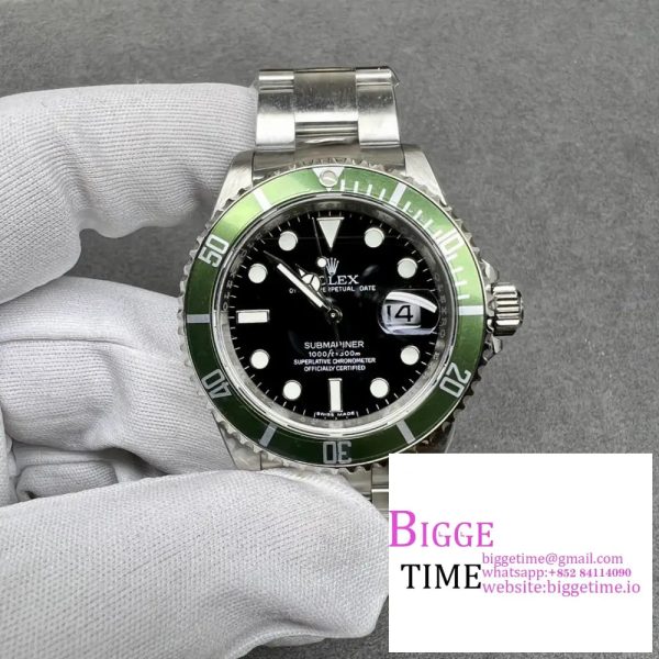 Submariner 16610 LV Green Bezel 904L Steel SS RAF1:1 Best Edition on SS Bracelet SH3135