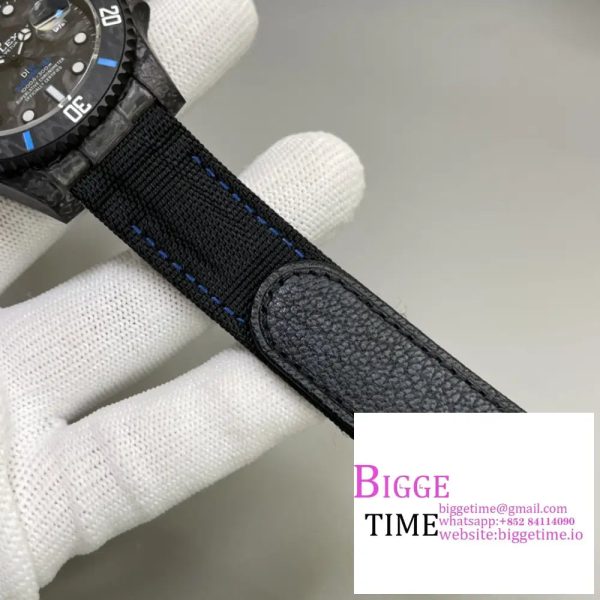 Submariner 40mm DIW VSF 1:1 Best Edition Forged Carbon Blue Element on Nylon Strap VS3135 - Image 7