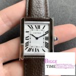 Tank 24mm White Dial Brown Leather Strap K11F Swiss Quartz