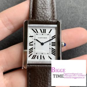 Tank 24mm White Dial Brown Leather Strap K11F Swiss Quartz