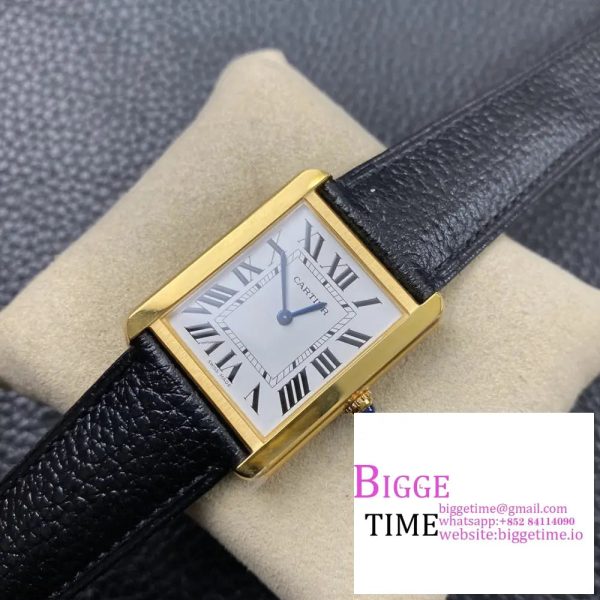 Tank 24mm YG White Dial Black Leather Strap K11F Swiss Quartz - Image 3