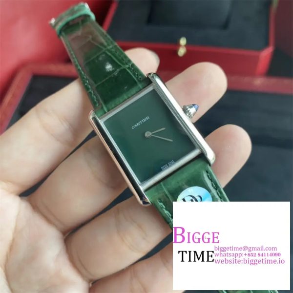 Tank Must 25mm Green Dial Green Leather Strap DRF Swiss Quartz - Image 2