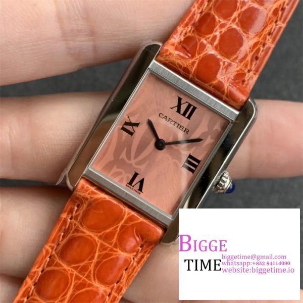 Tank Must Medium 25.5mm Champagne Dial Orange Leather Strap K11F Swiss Quartz - Image 4