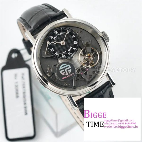 Tradition 40mm Grey Dial Black Leather Strap LTF Manual - Image 4