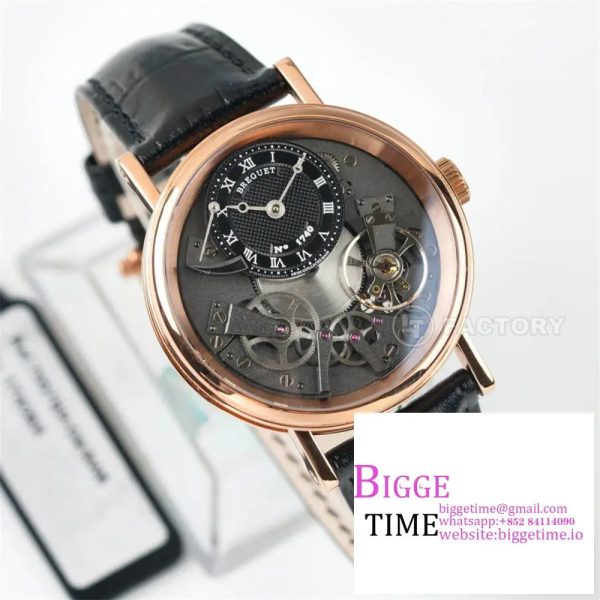 Tradition 40mm RG Grey Dial Black Leather Strap LTF Manual - Image 3