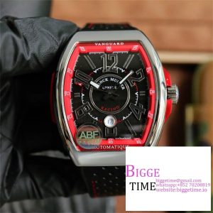 Vanguard V45 44mm Black/Red Dial Black Leather Strap ABF A2824